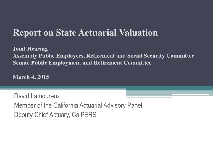 report on state actuarial valuation n.w