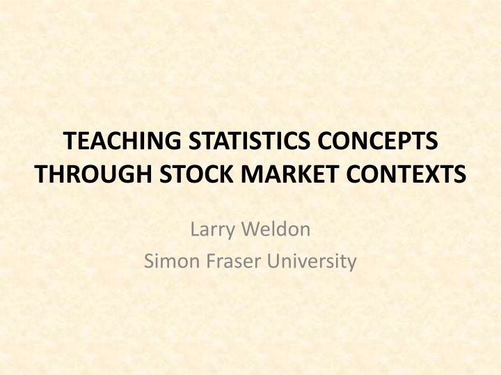 teaching statistics concepts through stock market n.w