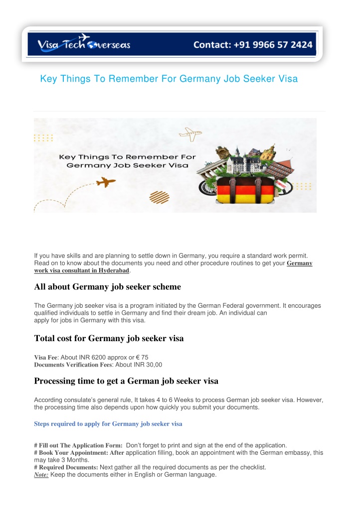 key things to remember for germany job seeker visa n.w
