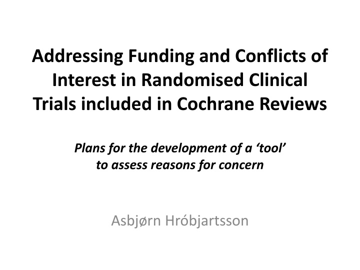 addressing funding and conflicts of interest n.w