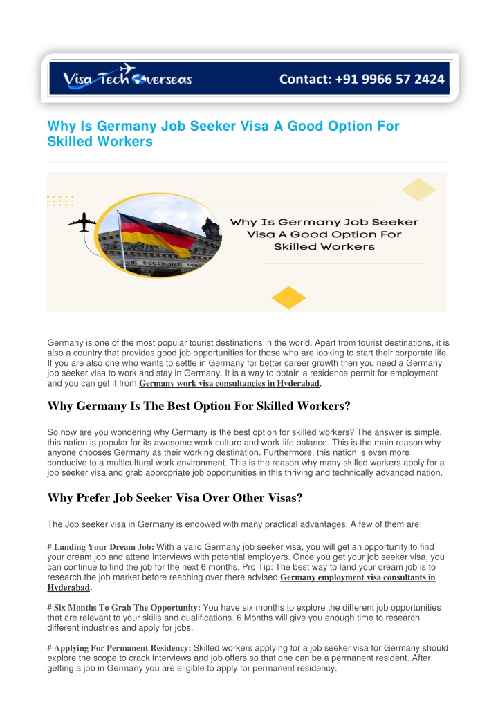 why is germany job seeker visa a good option n.w