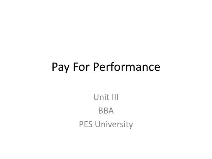 pay for performance n.w