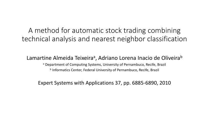a method for automatic stock trading combining n.w