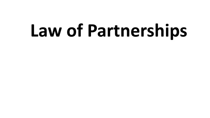 law of partnerships n.w