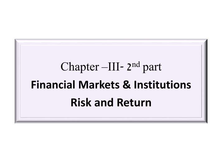 chapter iii 2 nd part financial markets n.w