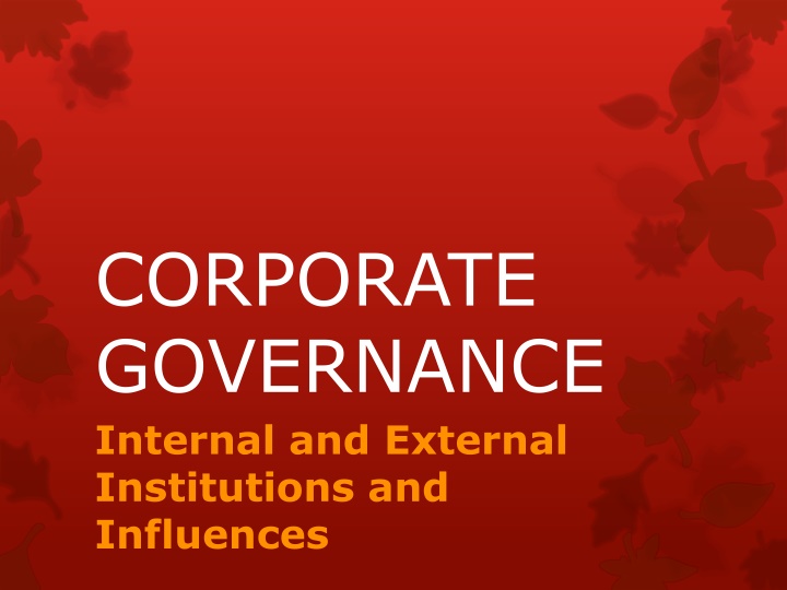corporate governance internal and external n.w