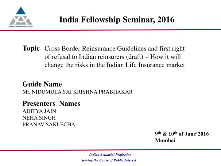 india fellowship seminar 2016 n.w