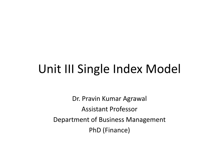 unit iii single index model n.w