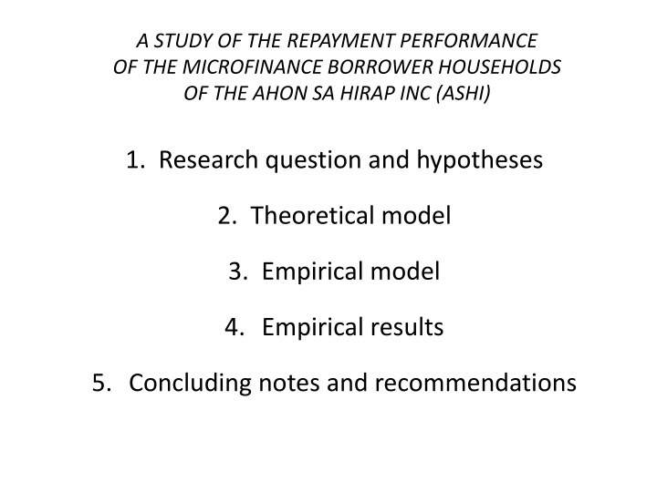 a study of the repayment performance n.w