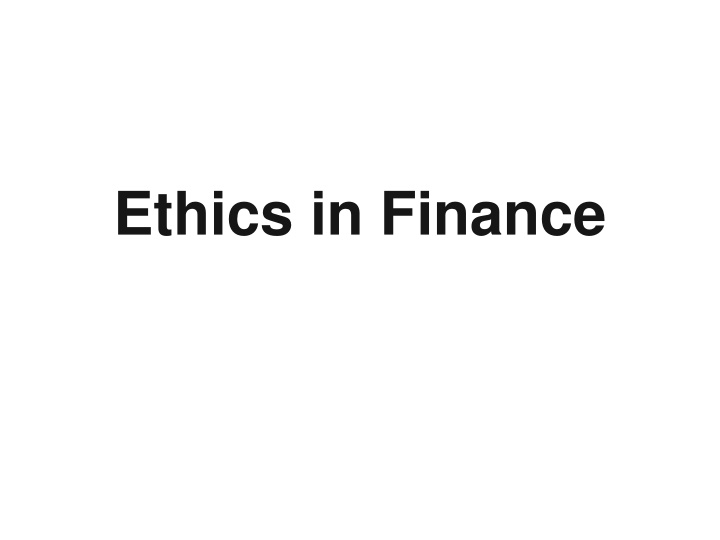 ethics in finance n.w