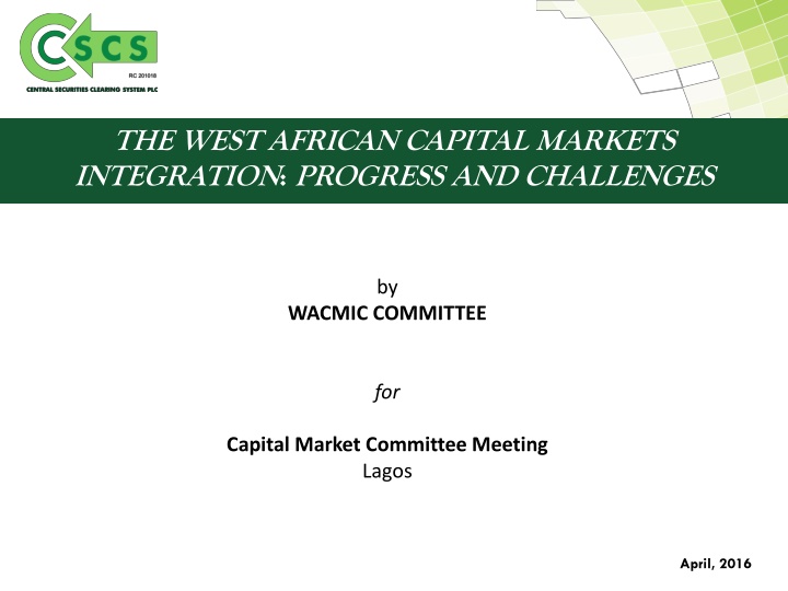 the west african capital markets integration n.w