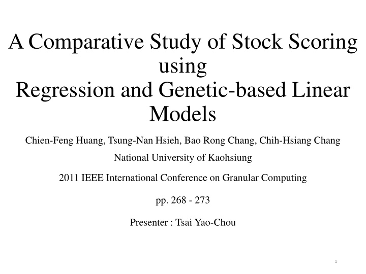 a comparative study of stock scoring using n.w