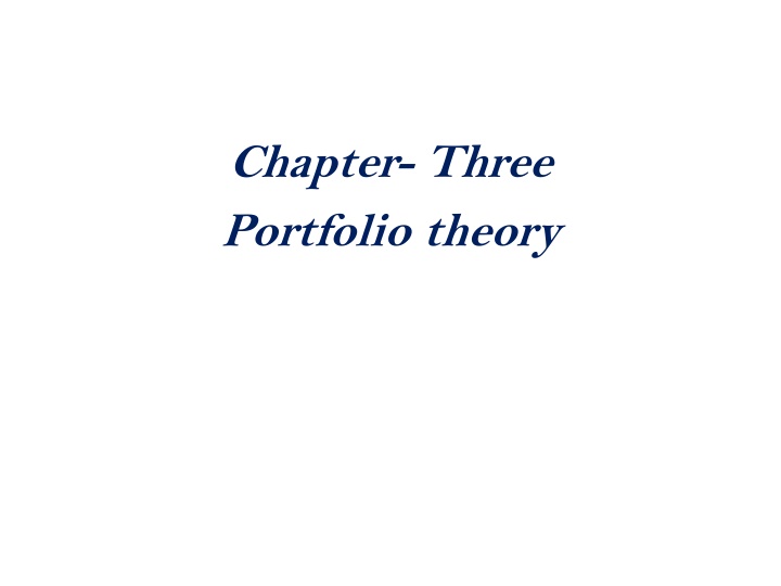 chapter three portfolio theory n.w
