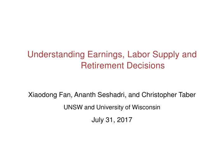 understanding earnings labor supply n.w