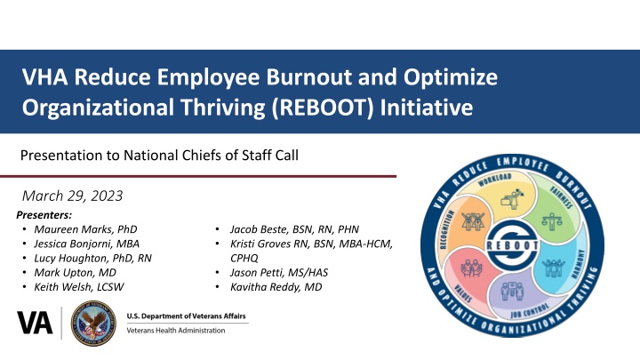 VHA REBOOT Initiative Communication Plan Overview