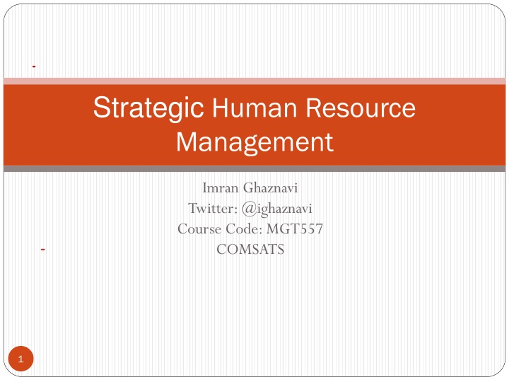 strategic human resource management n.w