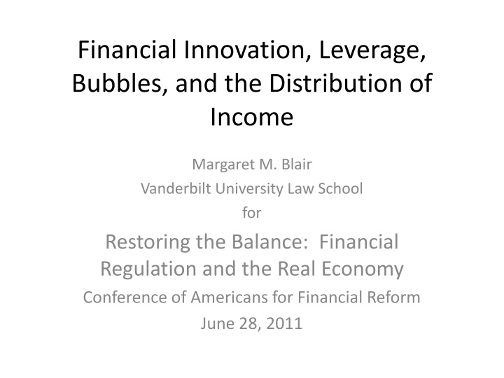 financial innovation leverage bubbles n.w