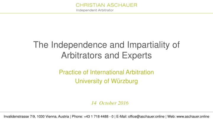 the independence and impartiality of arbitrators n.w