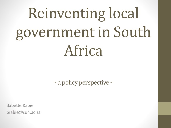 reinventing local government in south africa n.w