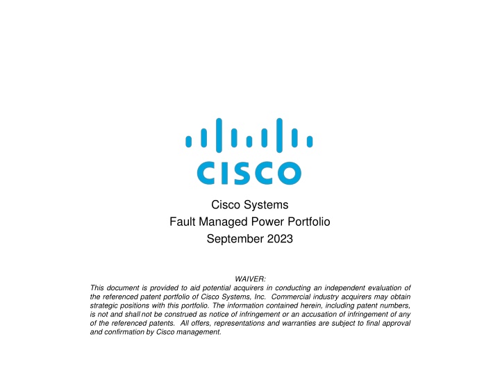 Cisco Systems Fault Managed Power Portfolio Overview