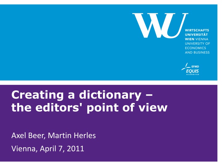 creating a dictionary the editors point of view n.w