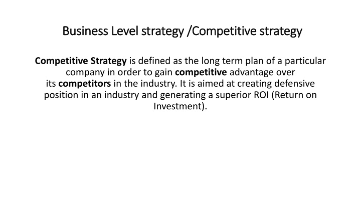 business level strategy competitive strategy n.w