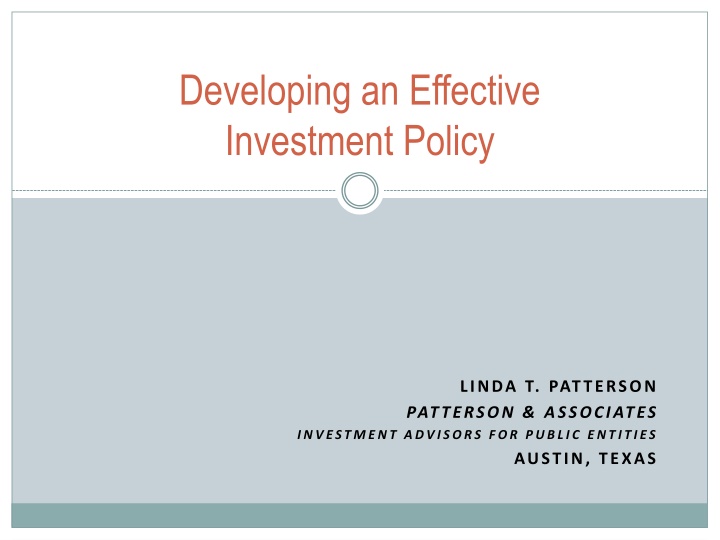 developing an effective investment policy n.w