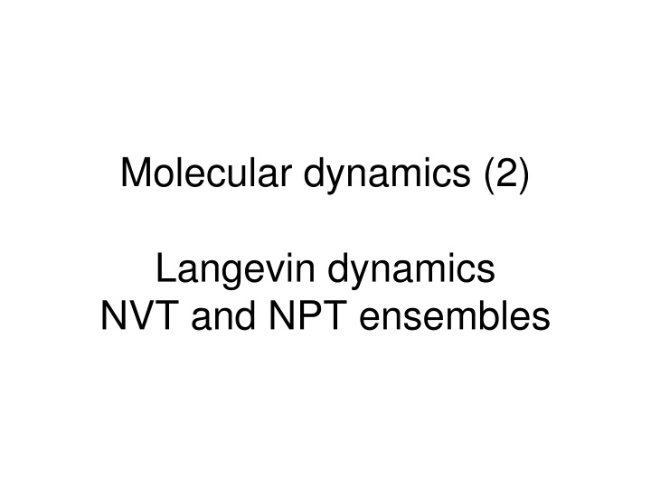 molecular dynamics 2 n.w