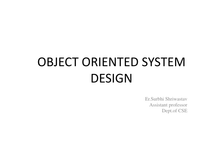 object oriented system design n.w