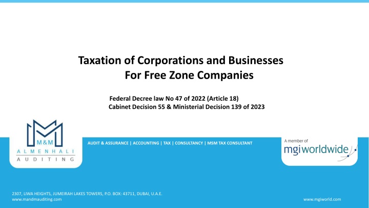 UAE Taxation Laws for Free Zone Companies