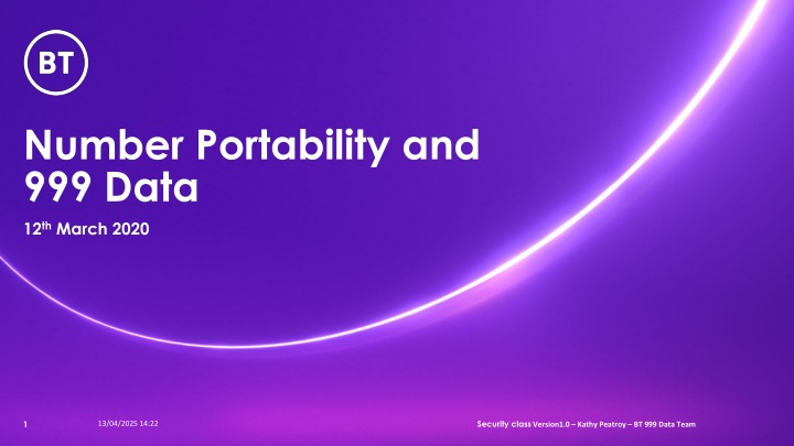 number portability and 999 data 12 th march 2020 n.w