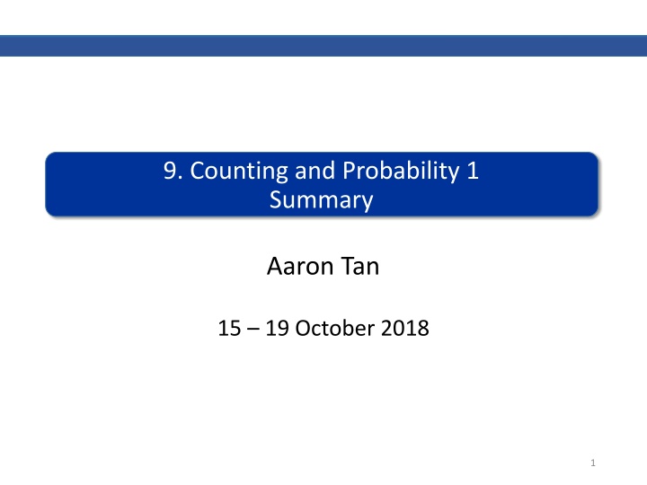 9 counting and probability 1 summary n.w