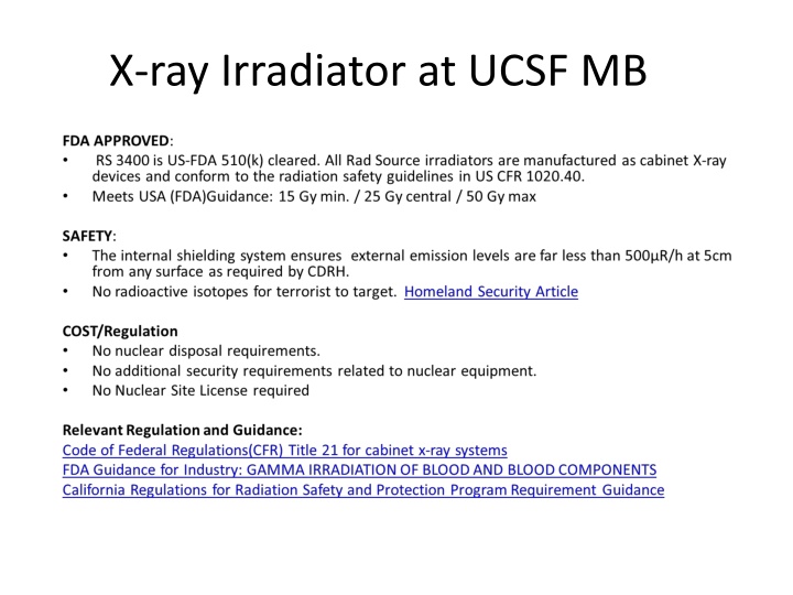 x ray irradiator at ucsf mb n.w