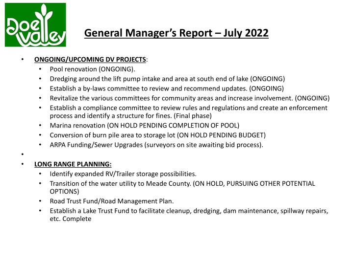 general manager s report july 2022 n.w