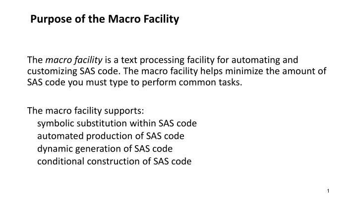 purpose of the macro facility n.w