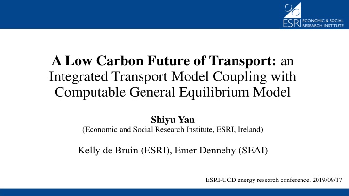 a low carbon future of transport an integrated n.w
