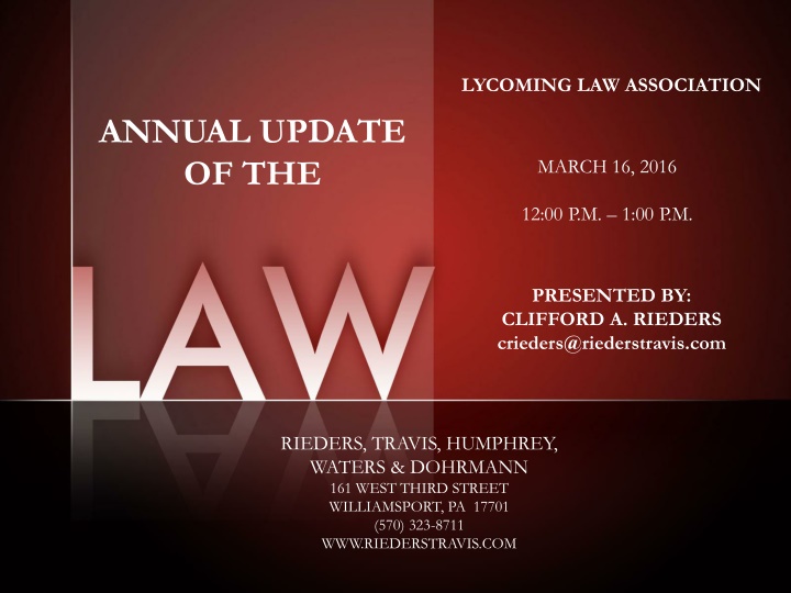 lycoming law association n.w