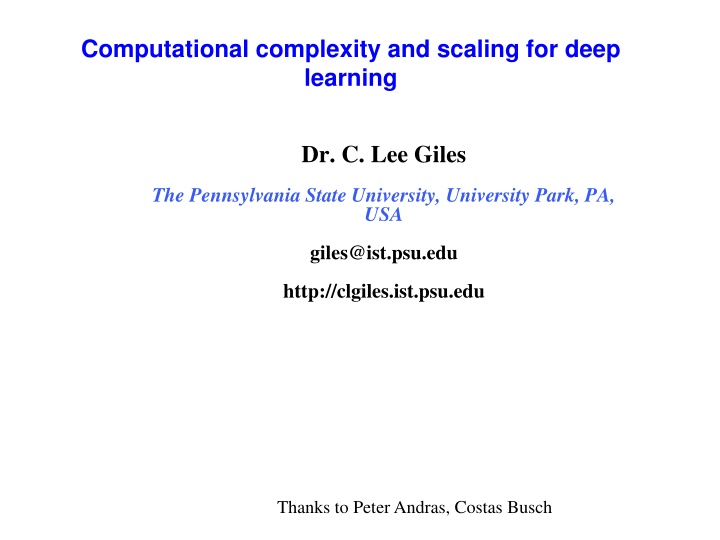 computational complexity and scaling for deep n.w