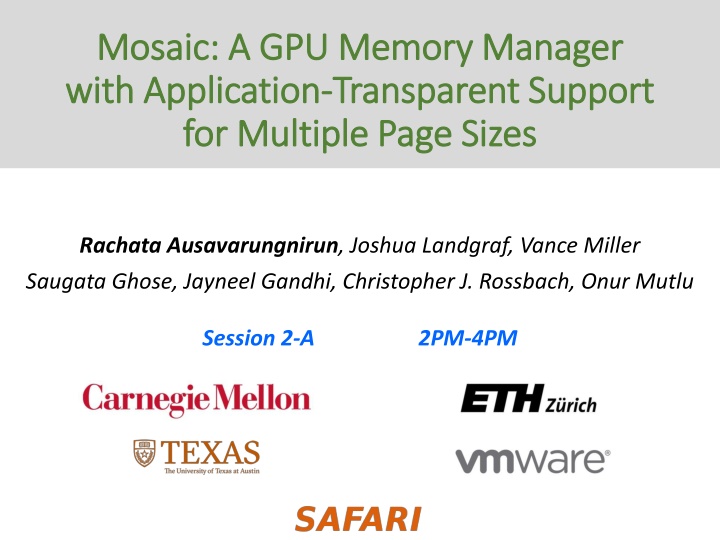 mosaic a gpu memory manager mosaic a gpu memory n.w