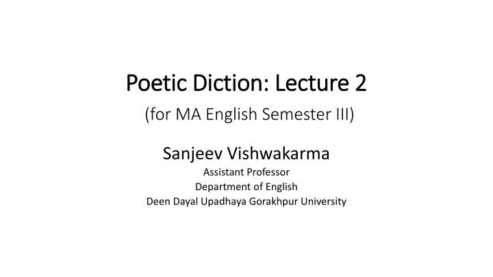 poetic diction lecture 2 poetic diction lecture n.w