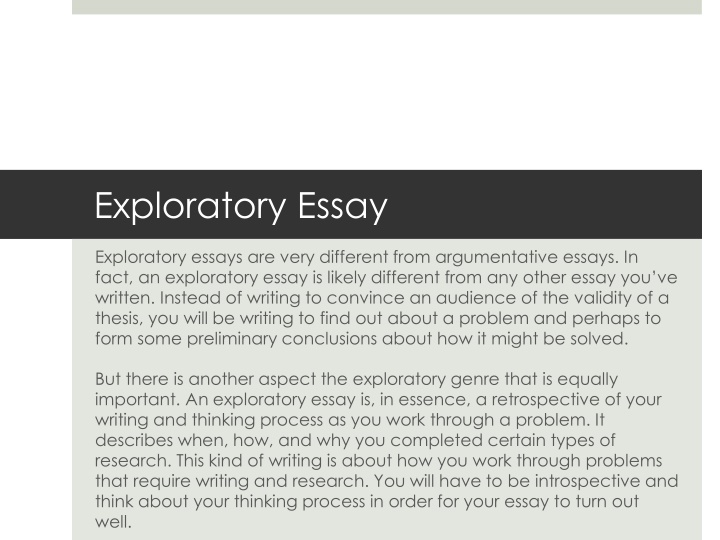exploratory essay n.w