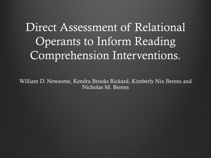 direct assessment of relational operants n.w