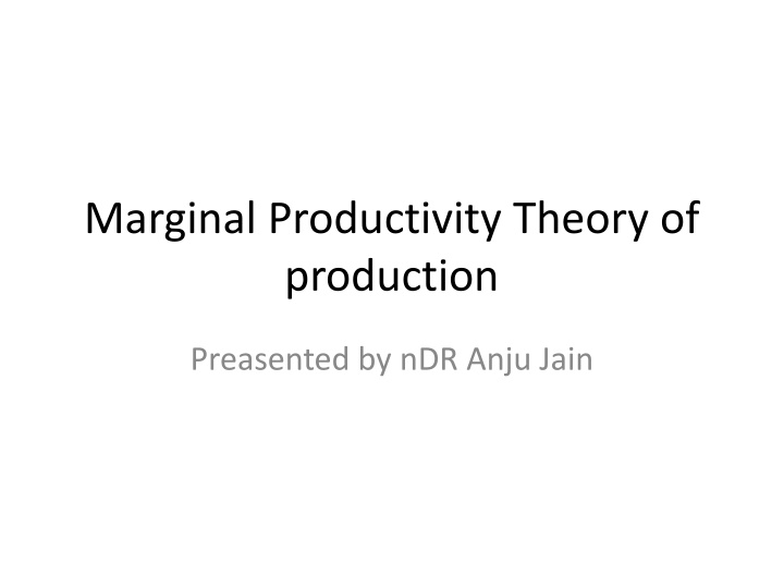 marginal productivity theory of production n.w