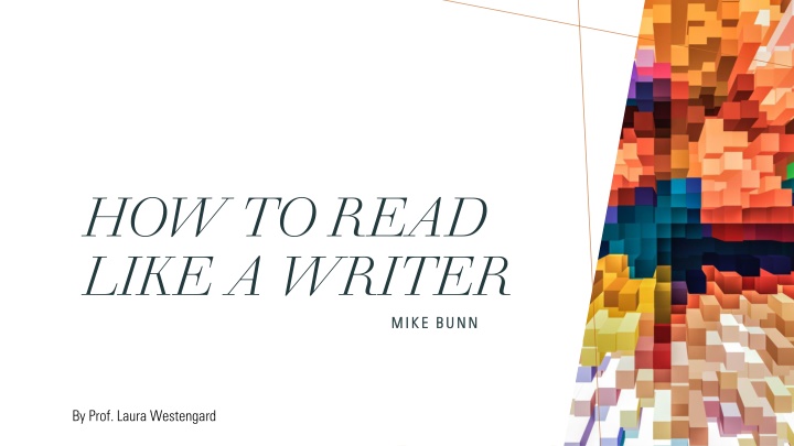 how to read like a writer n.w