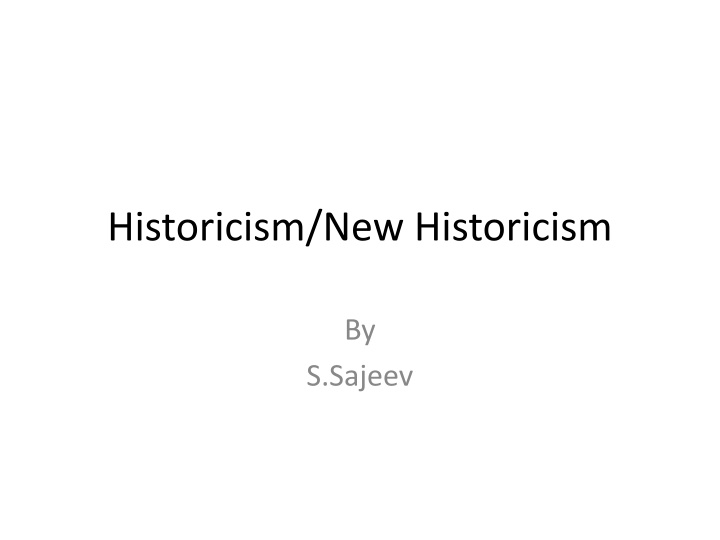 historicism new historicism n.w