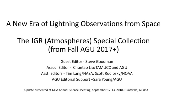 a new era of lightning observations from space n.w