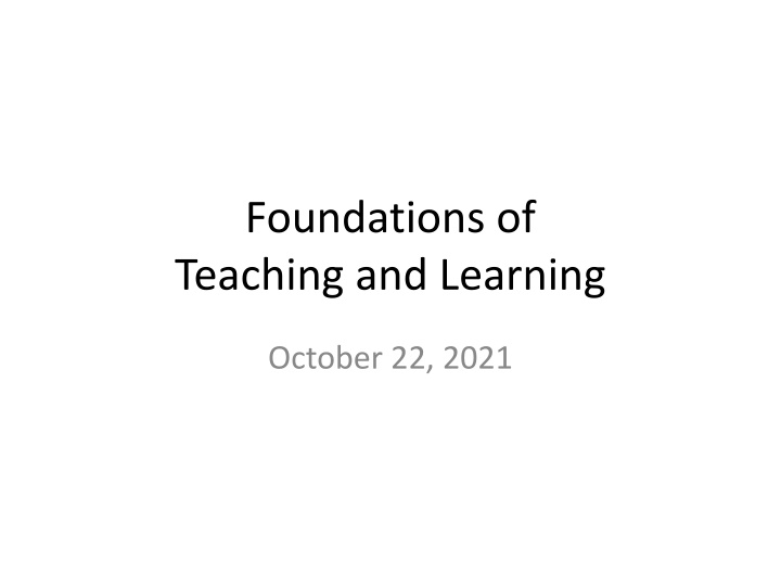 foundations of teaching and learning n.w