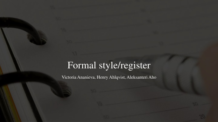 formal style register n.w