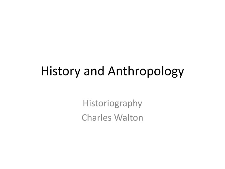 history and anthropology n.w