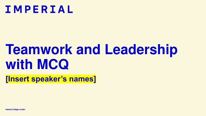 teamwork and leadership with mcq insert speaker n.w